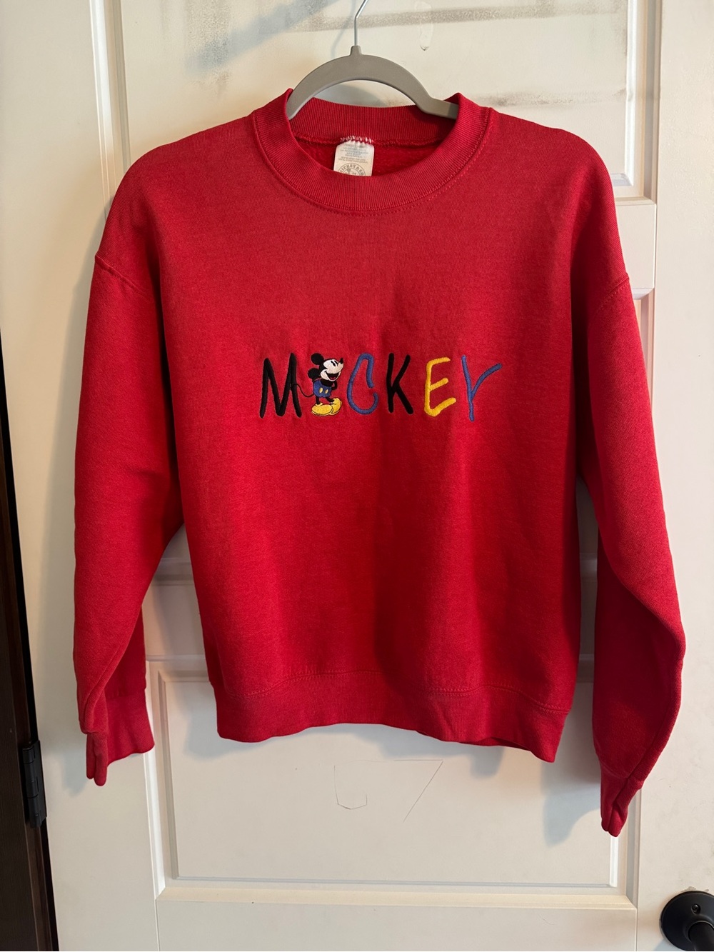 Embroidered Mickey Red Crewneck Sweatshirt Vintage Disney